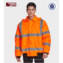 Hochwertige Arbeitskleidung Winter Sicherheit reflektierende orange Jacke mit Reflexstreifen